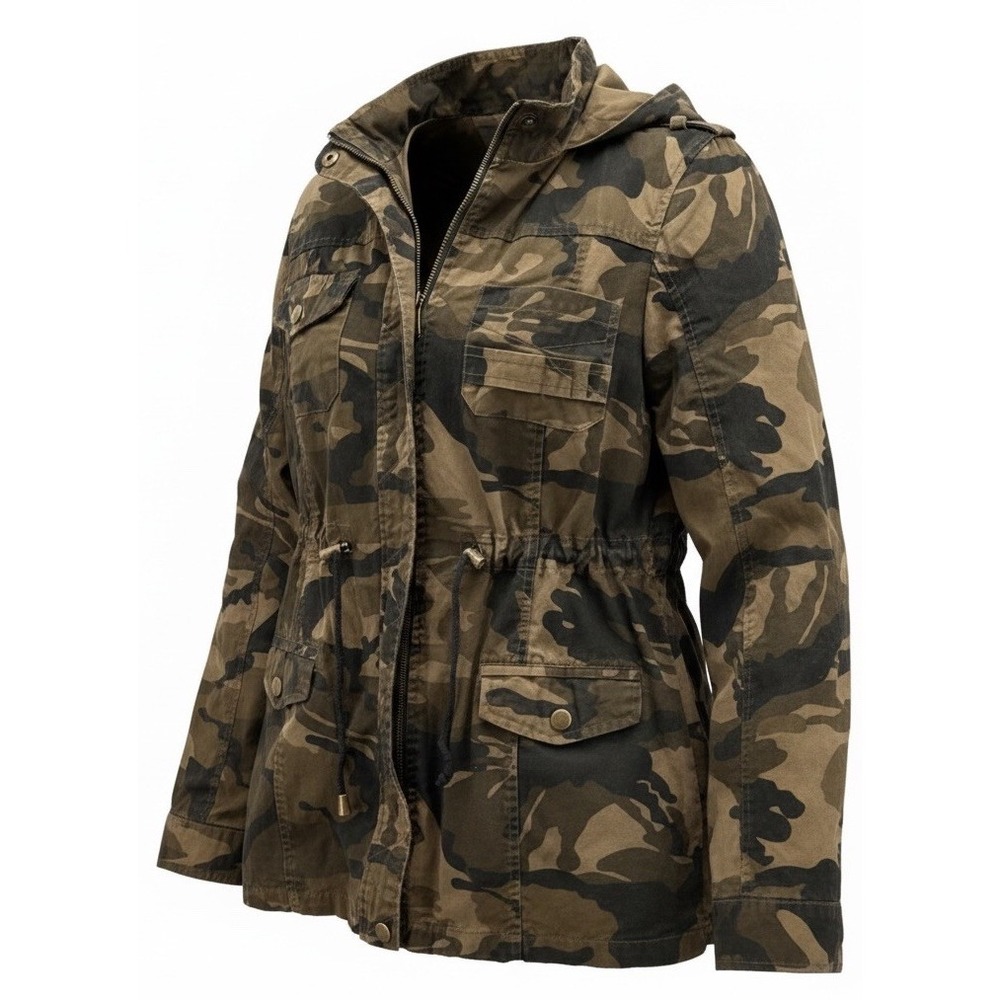 Miss London Women's Camo Utility Jacket Long‎ Sleeve Size M